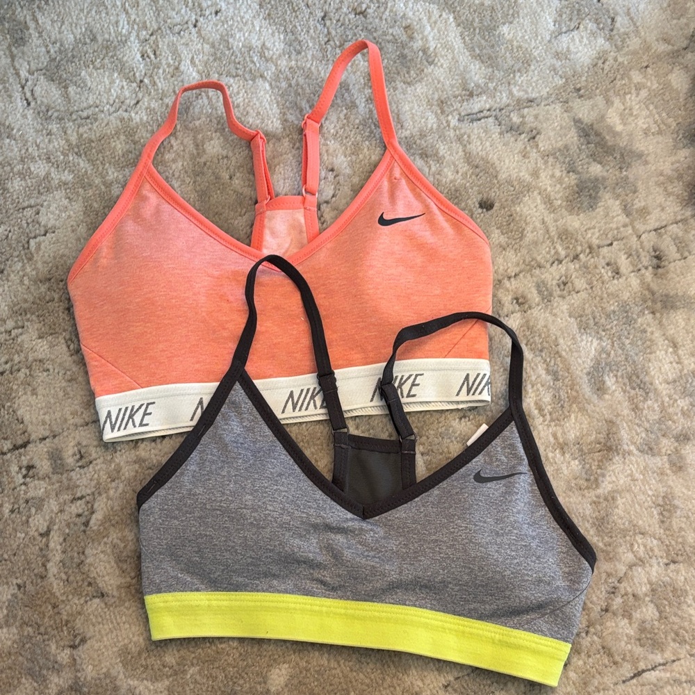 Nike Women's Sports Bra Duo - Coral and Gray xs